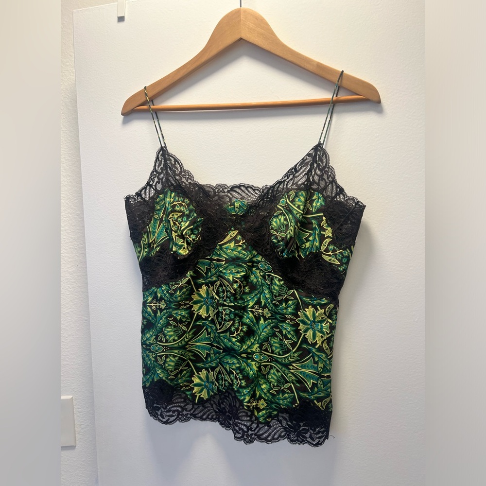 Early 2000's Banana Republic Silk Paisley Cami, Green Fairy Tank Top, Size 10